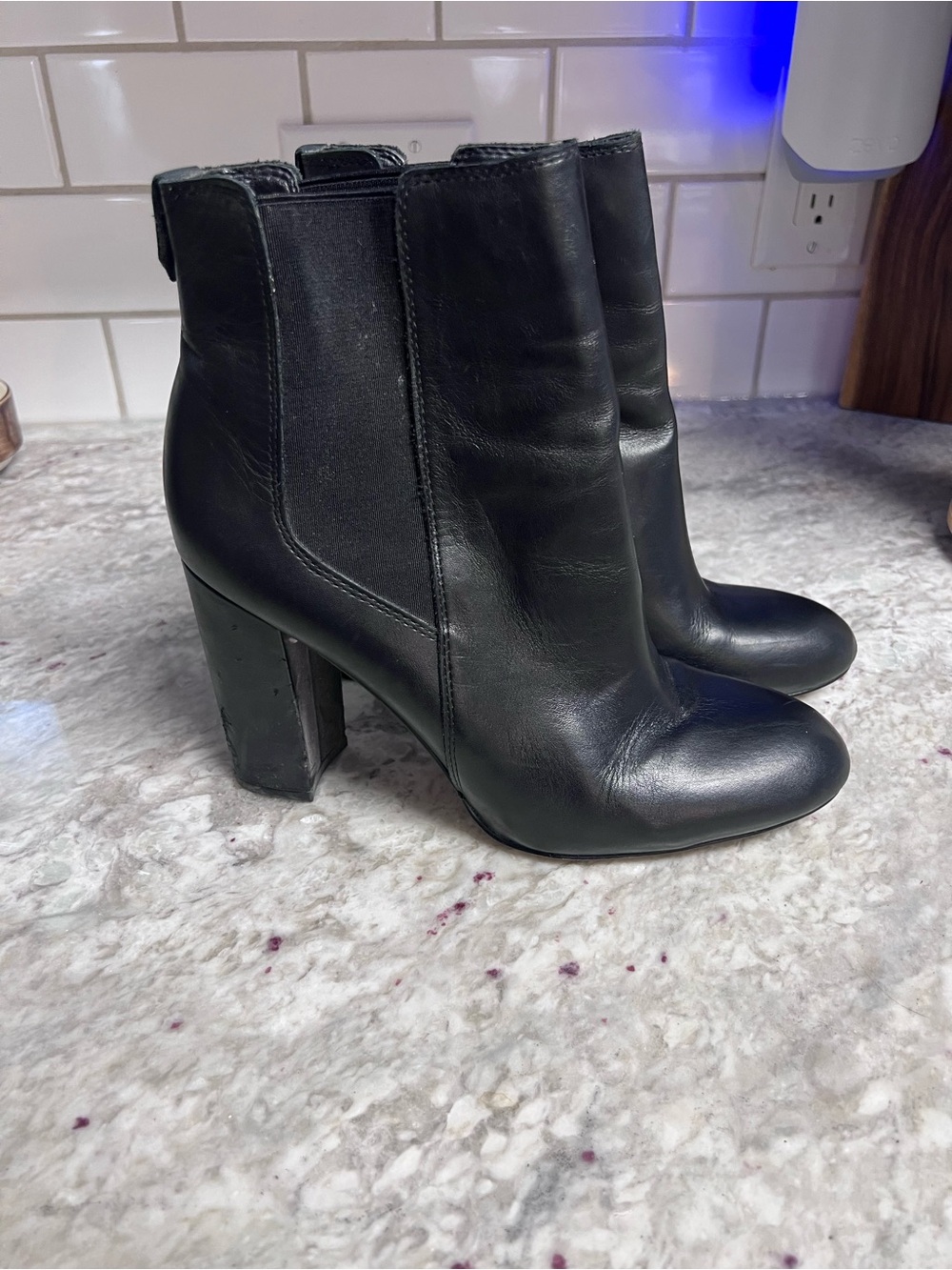 Sam Edelman Black Ankle Boots Block Heel Chelsea Size 9